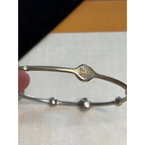 Lia Sophia Silver-Tone Lia Sophia Bangle Bracelet With Faux Diamond Accents - Picture 10 of 11
